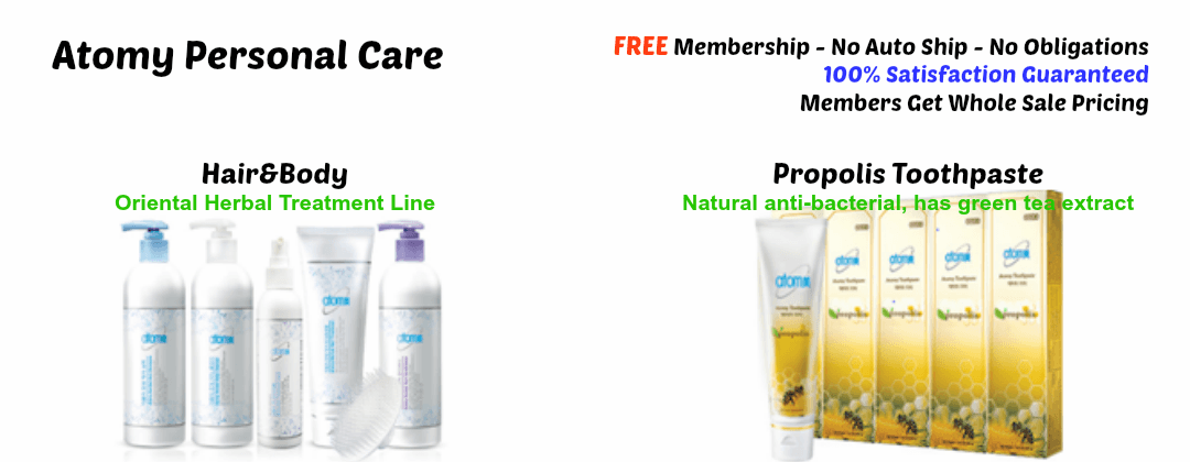 Atomy Herbal Shampoo and Anti-bacterial toothpaste.
